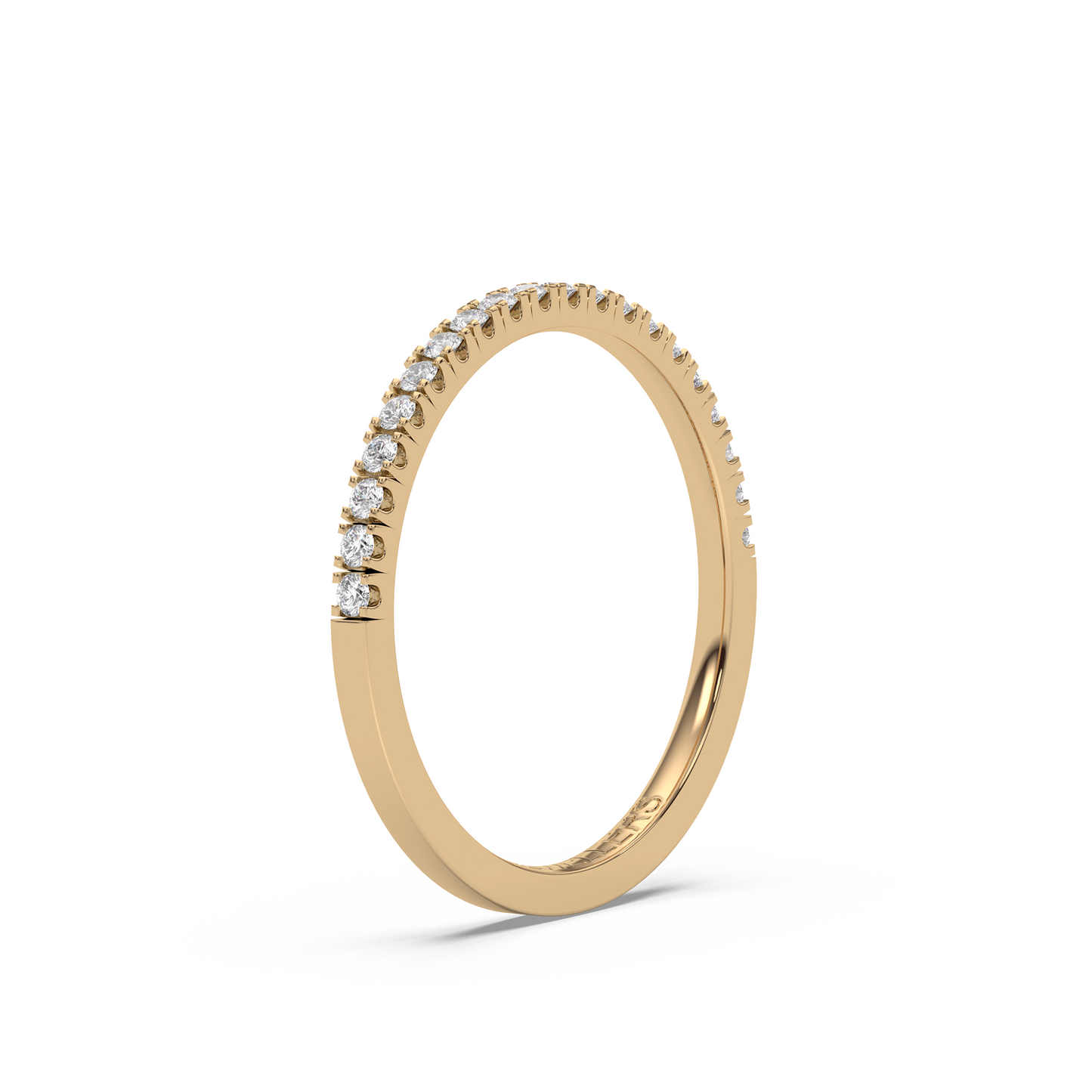 Halvalliansring med diamanter – i rödguld, elegant och tidlös design