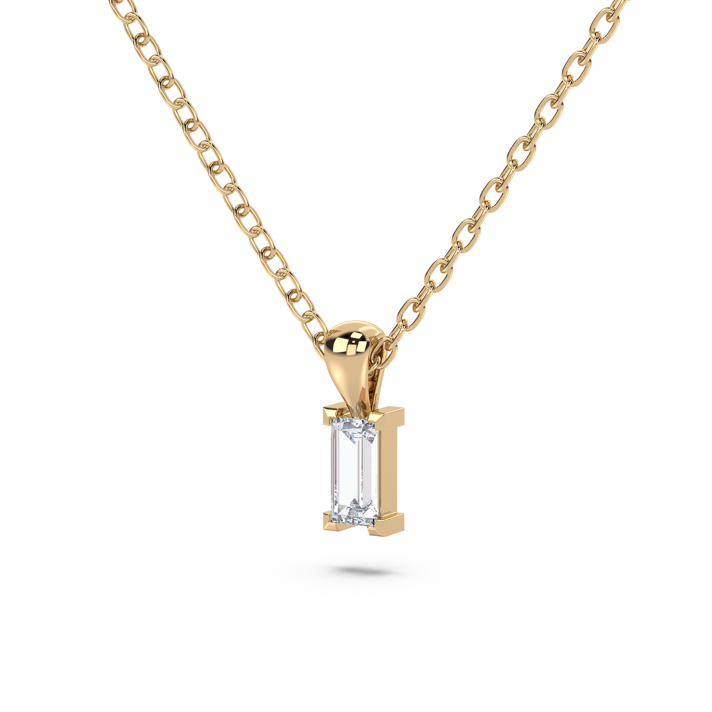 Enstenshänge med baguetteslipad diamant i rött guld 18K
