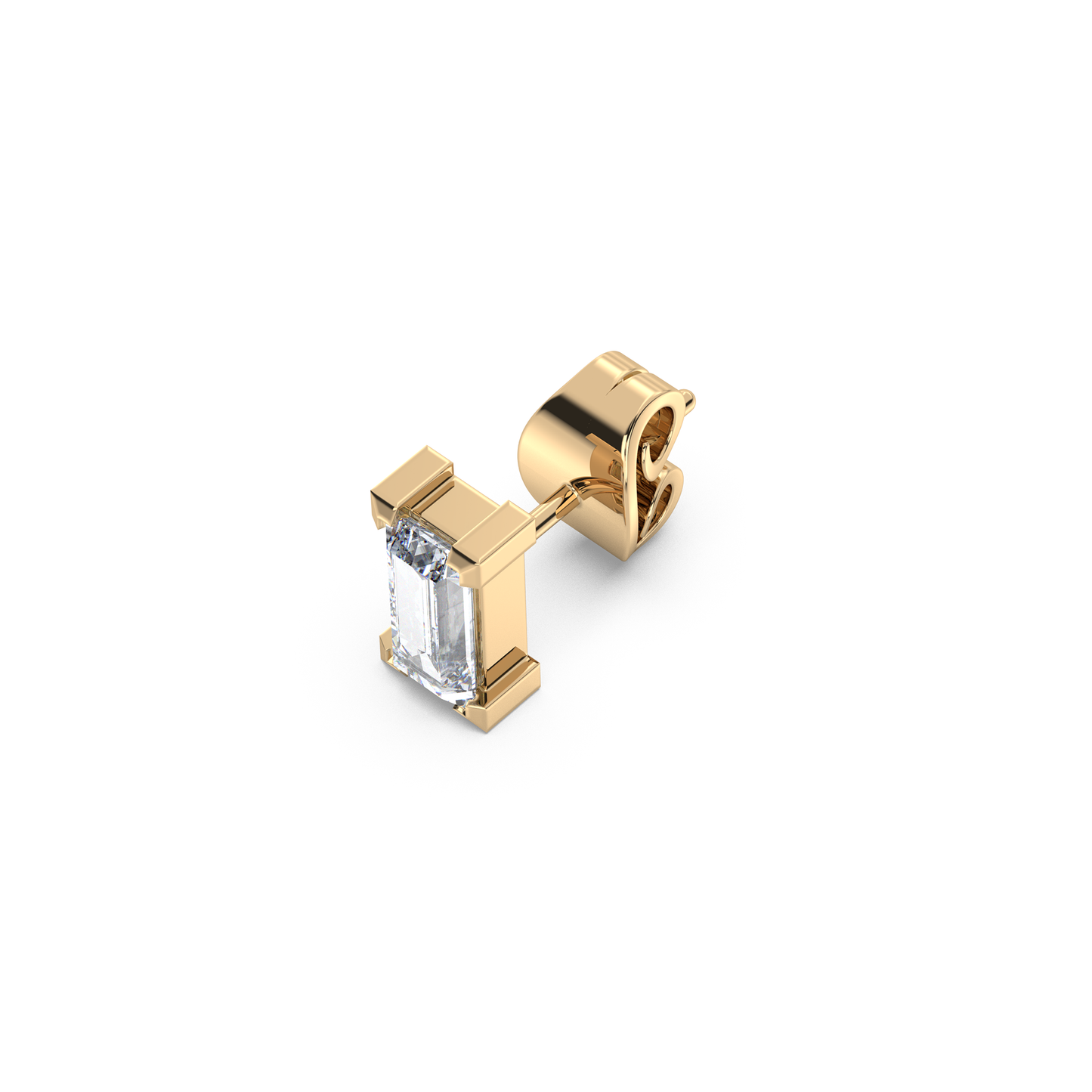 Enstensörhänge med baguetteslipade diamanter i rött guld 18k