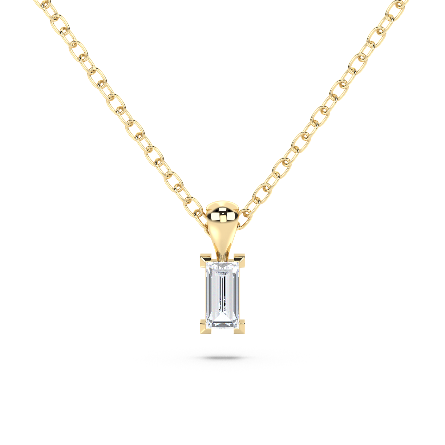 Enstenshänge med baguetteslipad diamant i gult guld 18K