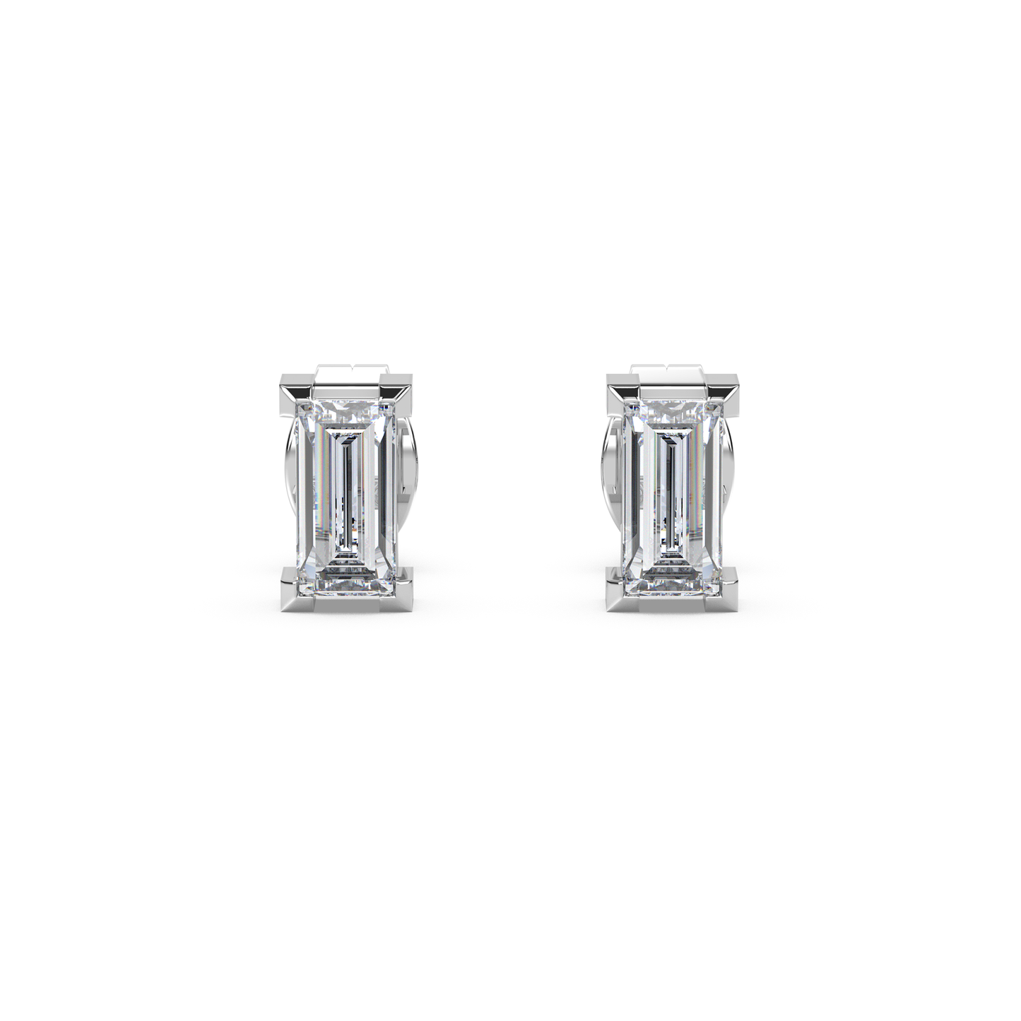 Enstensörhänge med baguetteslipade diamanter i vitguld 18k