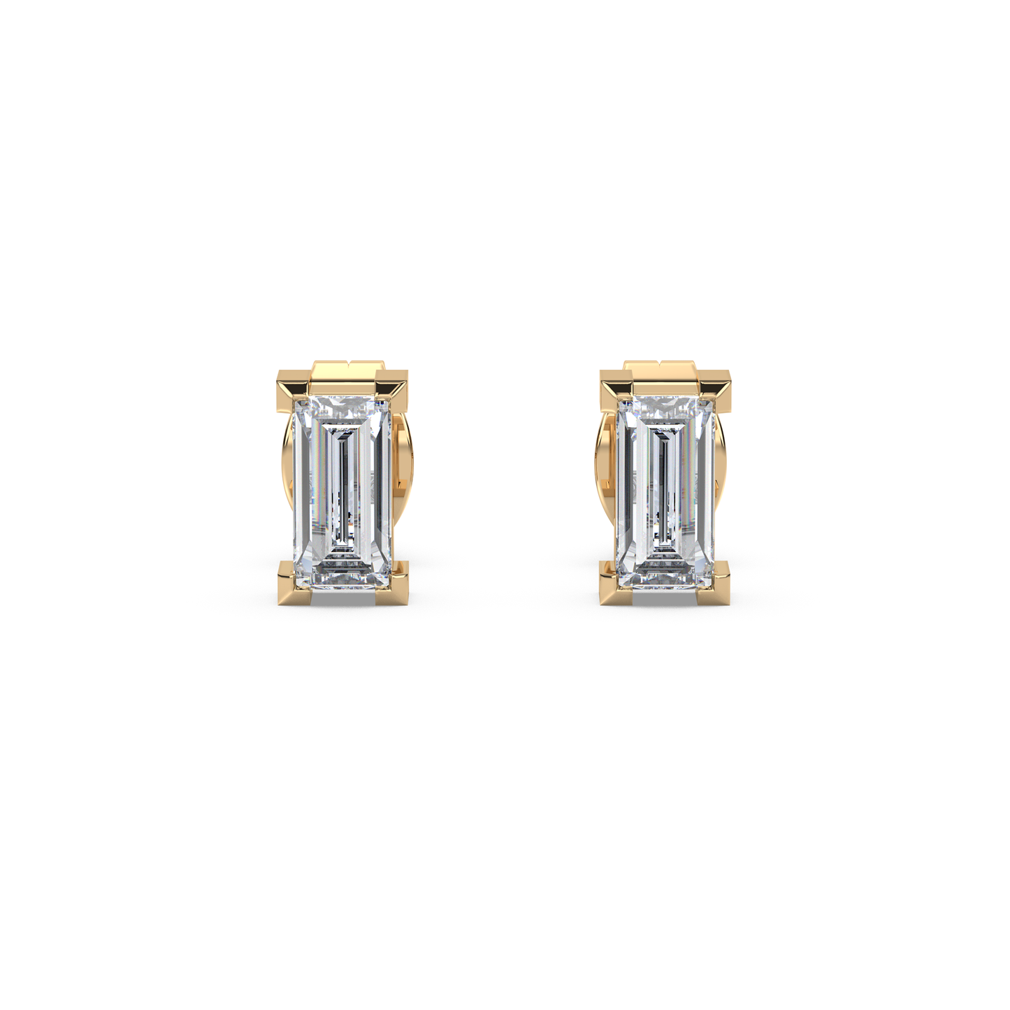 Enstensörhänge med baguetteslipade diamanter i rött guld 18k
