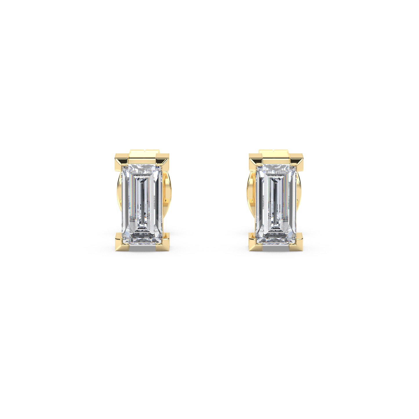 Enstensörhänge med baguetteslipade diamanter i gulguld 18k