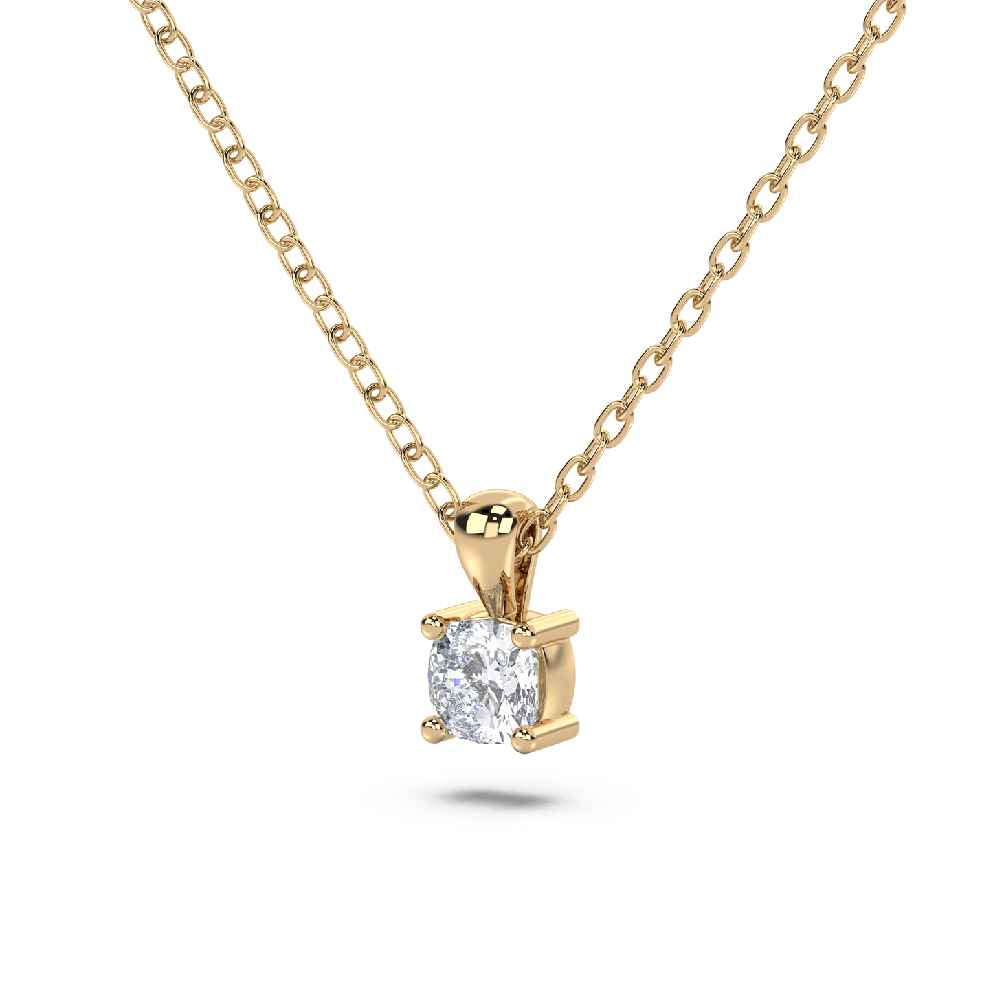 Enstenshänge med cushionslipad diamant i rött guld 18K