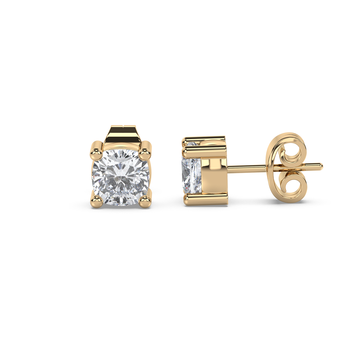 Enstensörhänge med cushionslipade diamanter i rött guld 18k