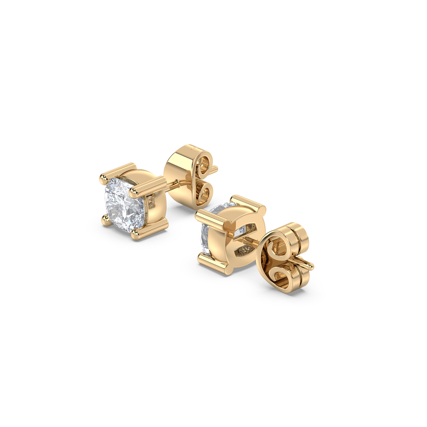 Enstensörhänge med cushionslipade diamanter i rött guld 18k