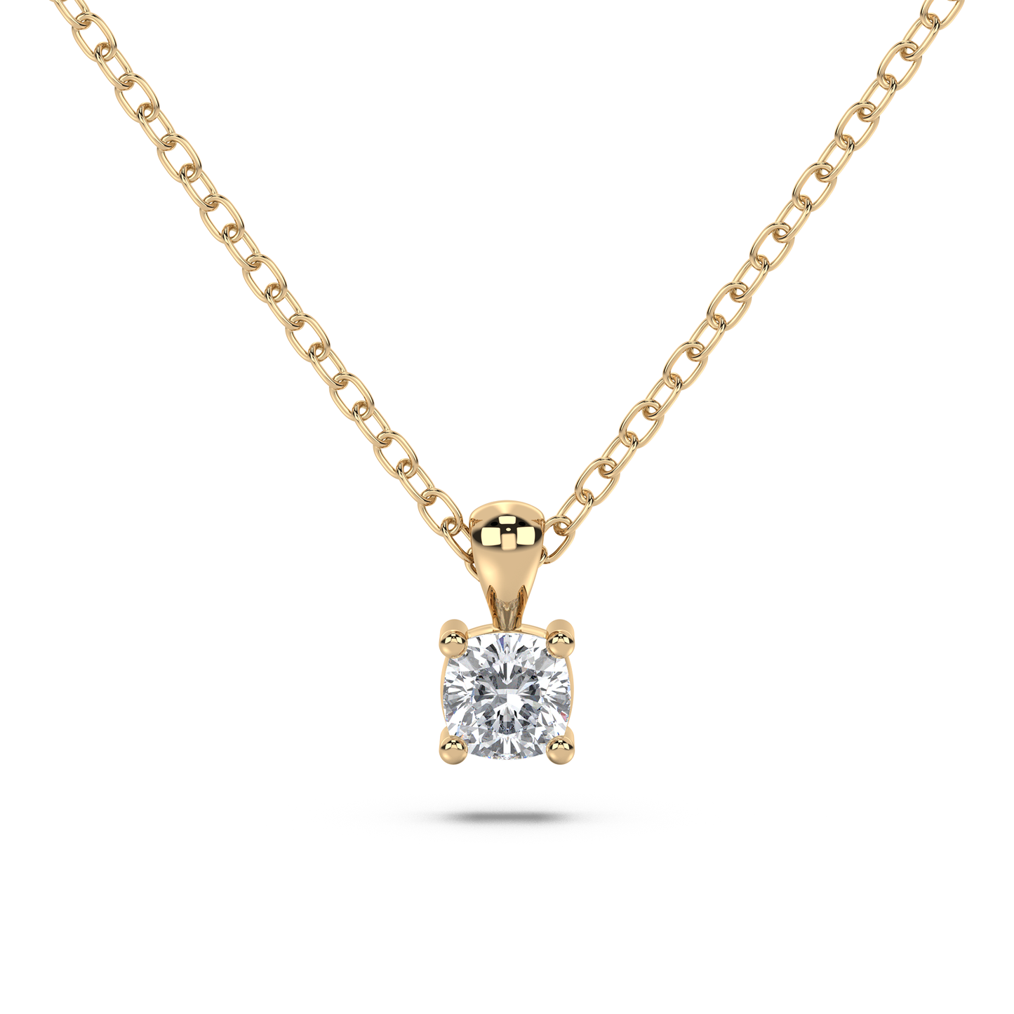 Enstenshänge med cushionslipad diamant i rött guld 18K