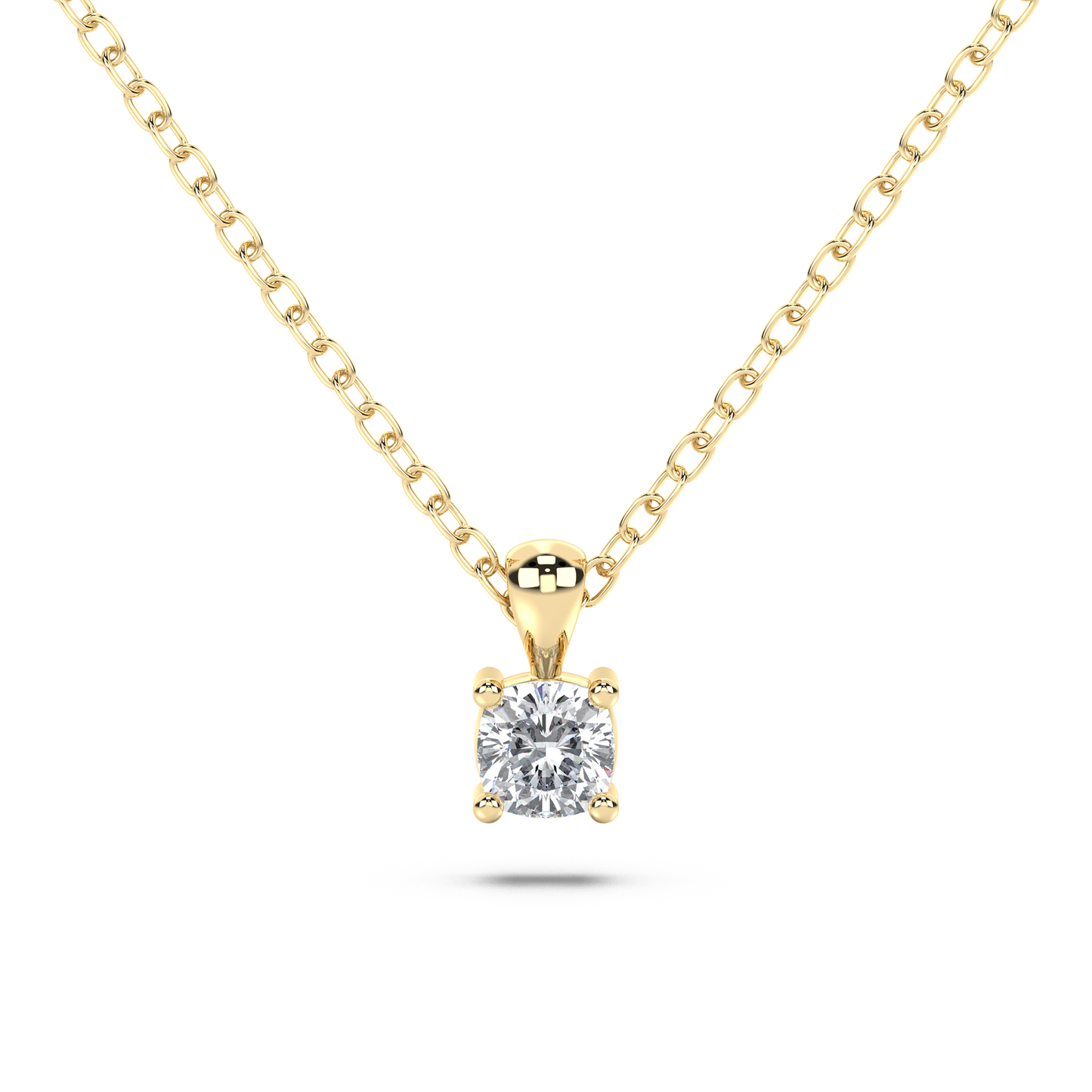 Enstenshänge med cushionslipad diamant i gult guld 18K