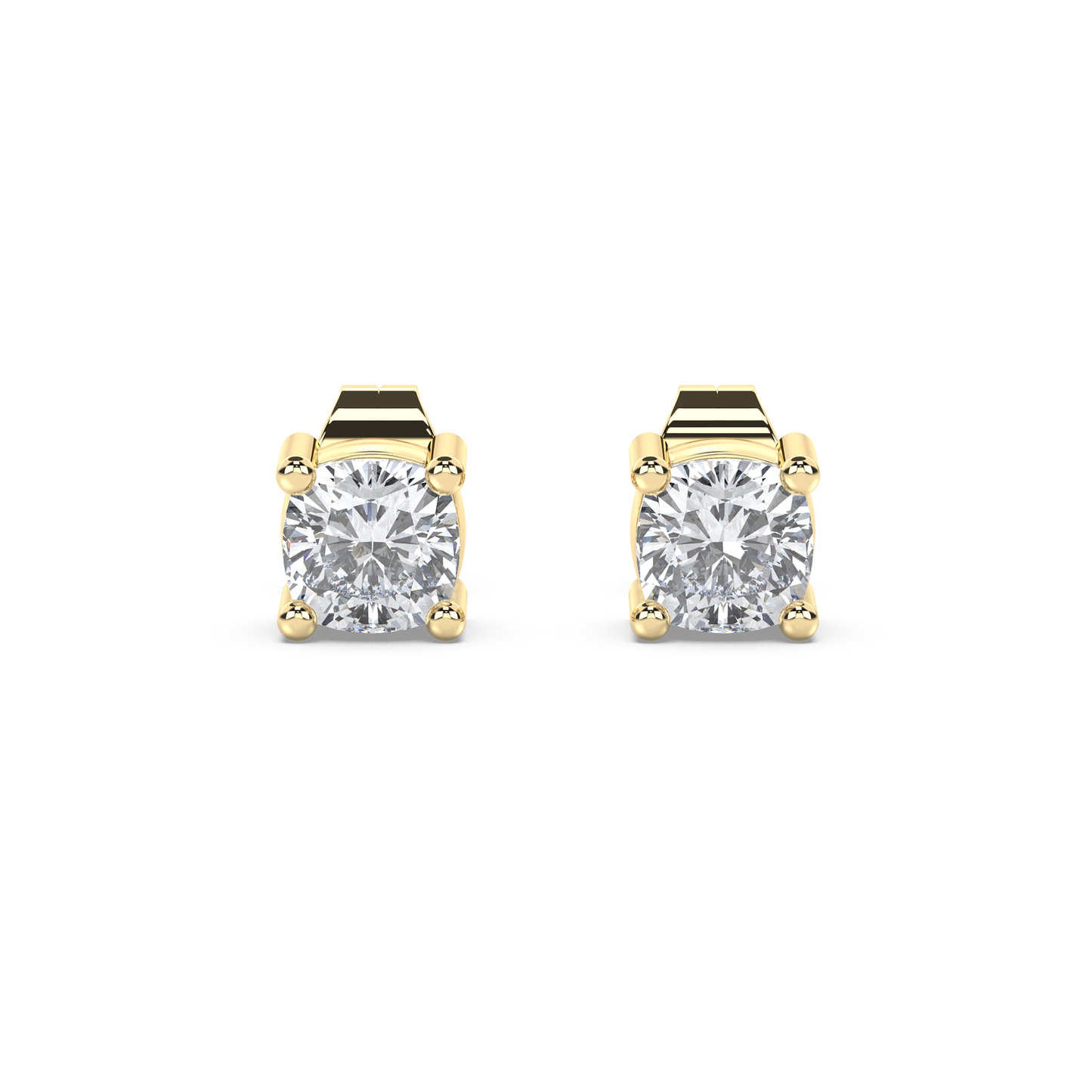 Enstensörhänge med cushionslipade diamanter i gult guld 18k