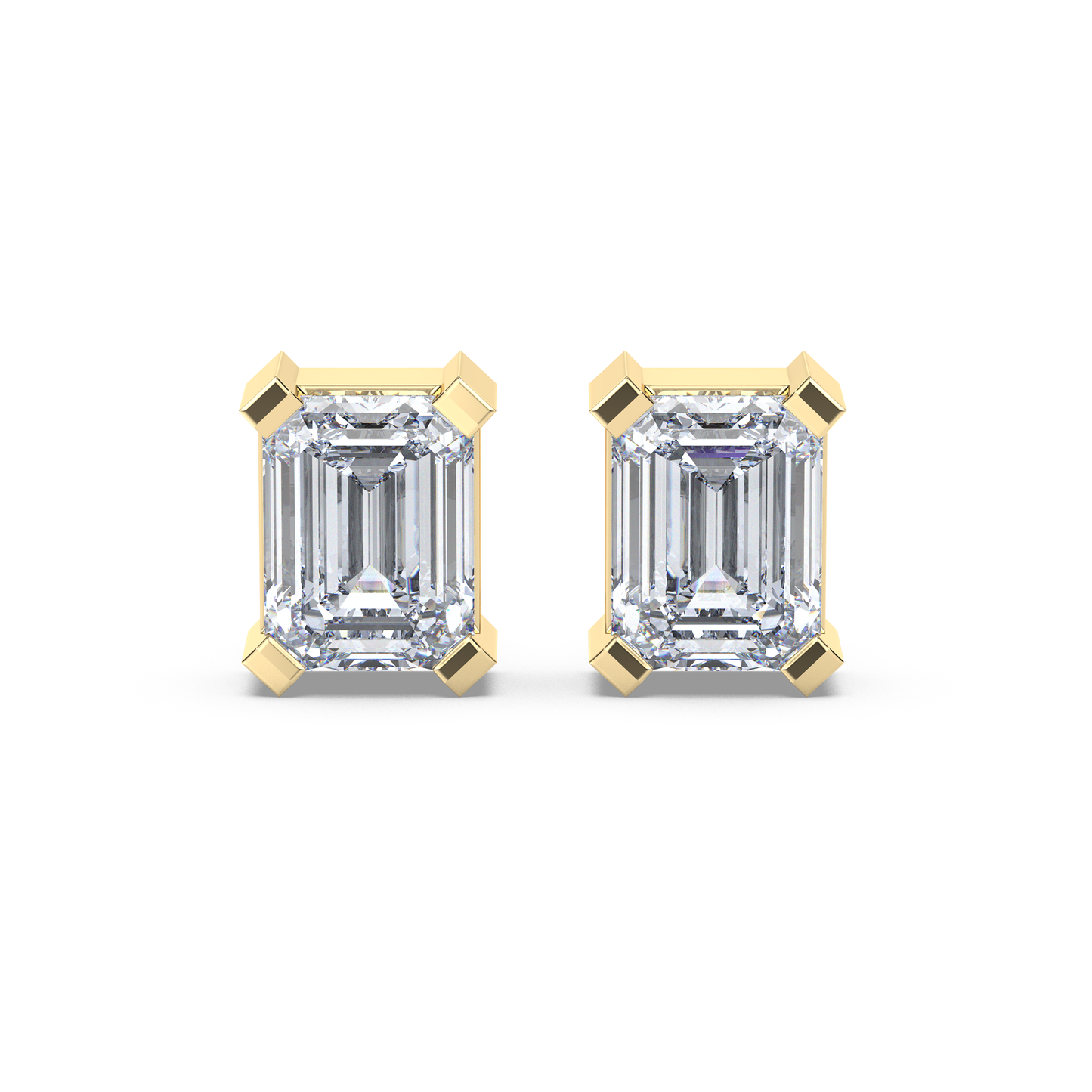 Enstensörhänge med smaragdslipade diamanter i gulguld 18k