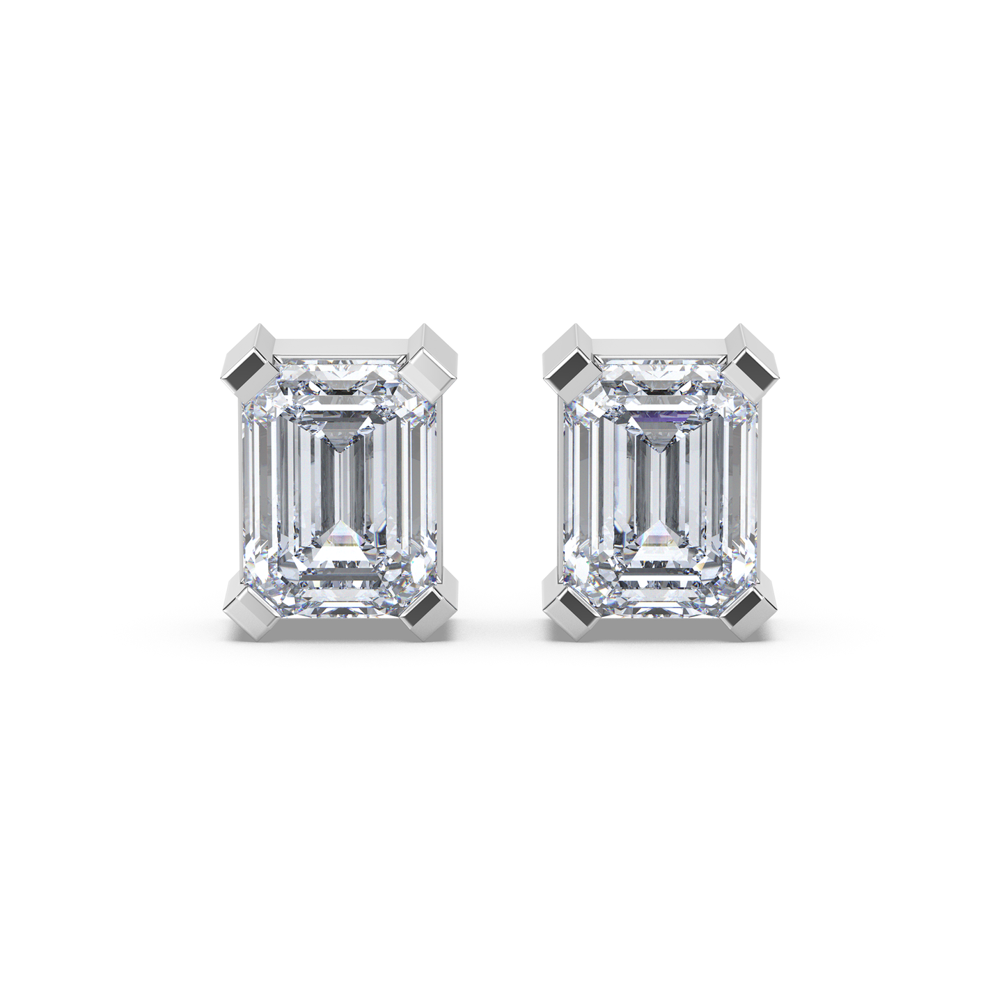 Enstensörhänge med smaragdslipade diamanter i platina 950