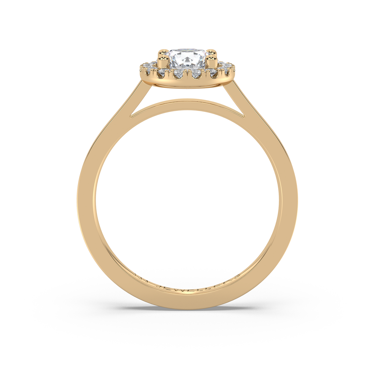 Halo-ring med rundslipad diamant, i rödguld, tidlös elegans