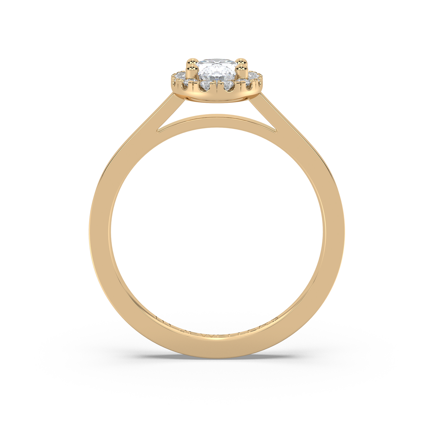 Halo-ring med ovalslipad diamant i rödguld, tidlös elegans