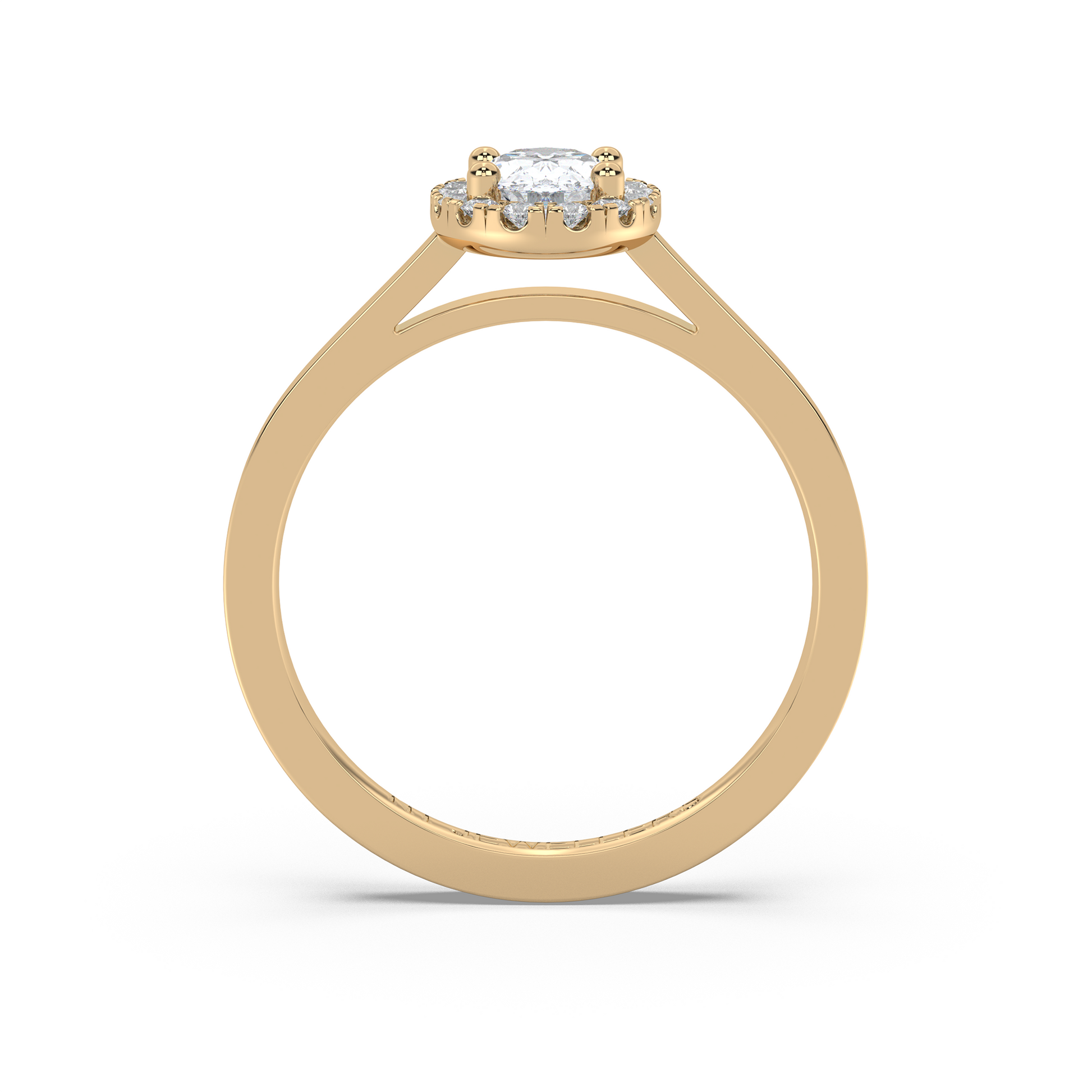 Halo-ring med ovalslipad diamant i rödguld, tidlös elegans