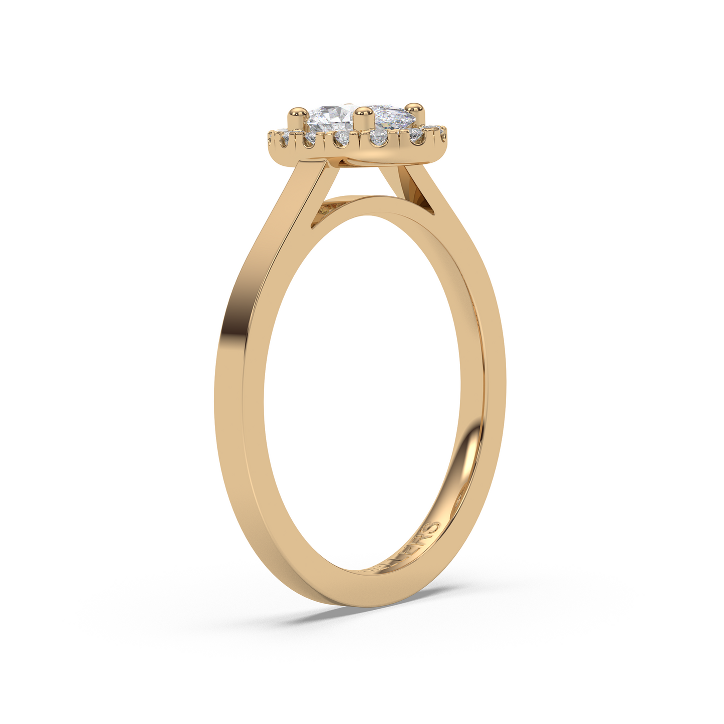 Halo-ring med ovalslipad diamant i rödguld, tidlös elegans