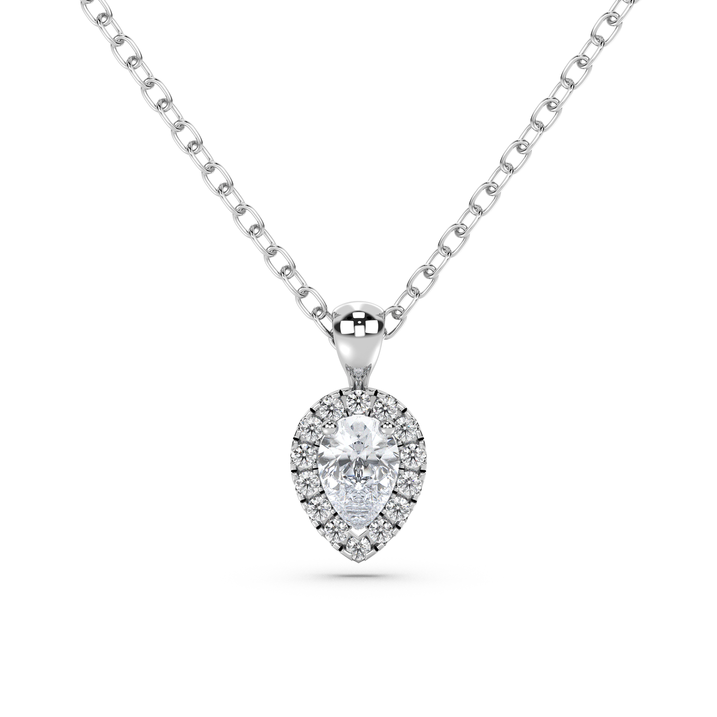 Halo-hänge med rundslipad diamant i vitguld, tidlös elegans