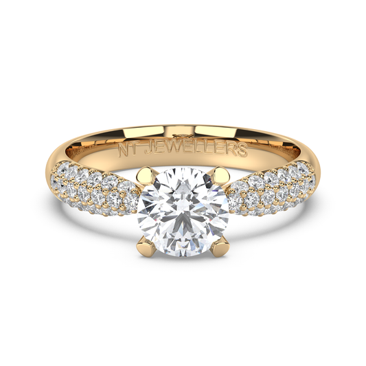 Enstensring i rött guld 18k med pavéfattade diamanter på sidorna