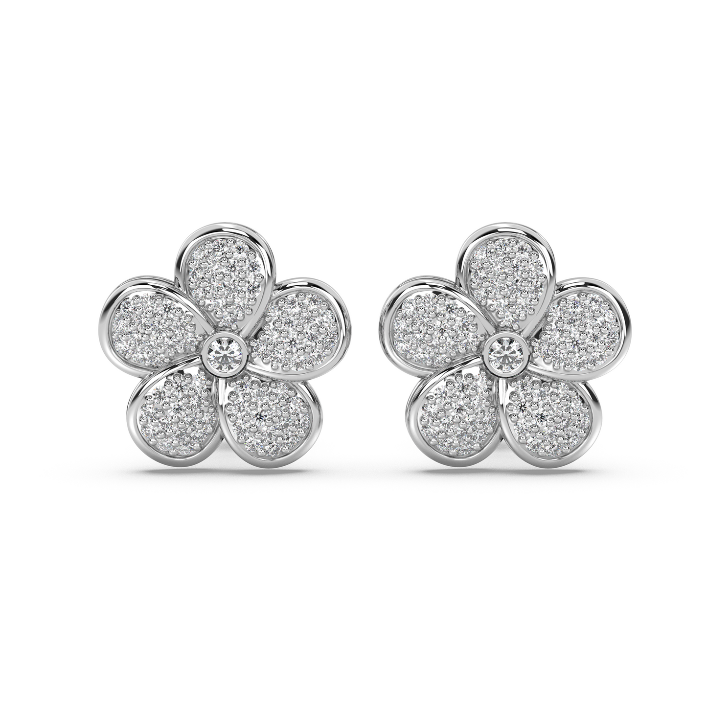 Hibiscus Pavé Diamond Stud Earrings