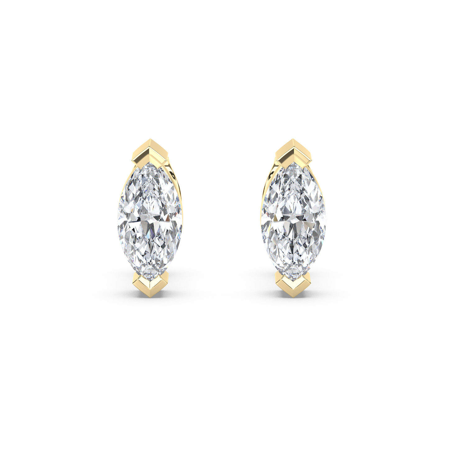 Enstensörhänge med marquiseslipade diamanter i gulguld 18k