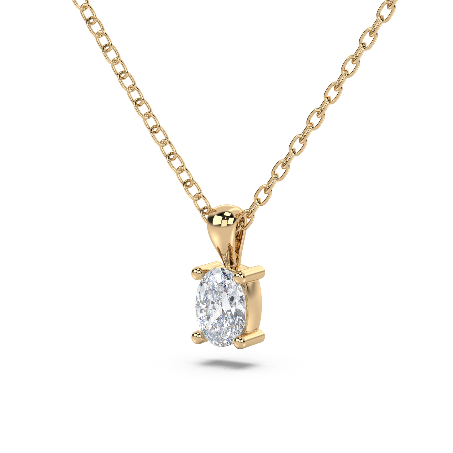 Enstenshänge med ovalslipad diamant i rött guld 18k