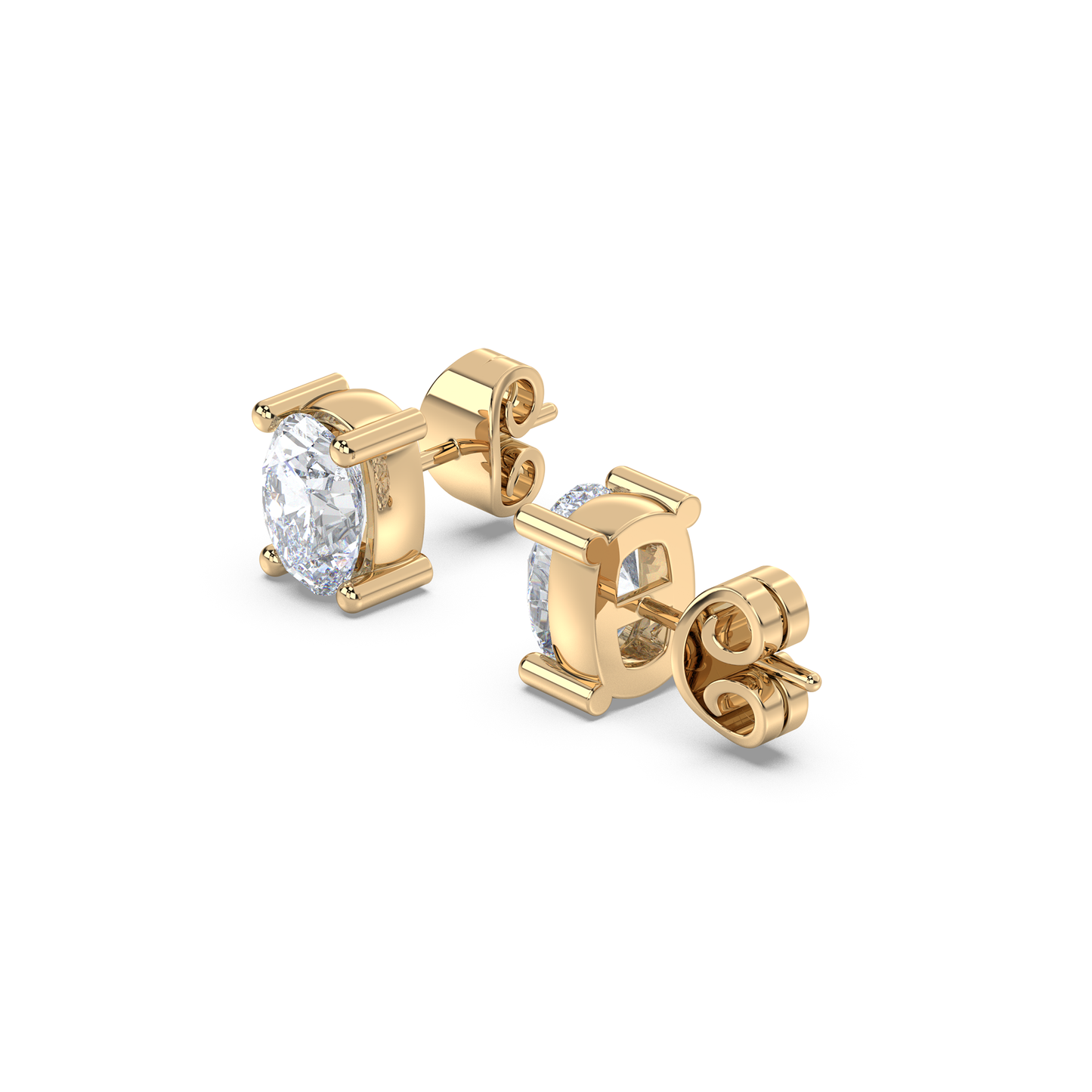 Enstensörhänge med ovalslipade diamanter i rött guld 18k