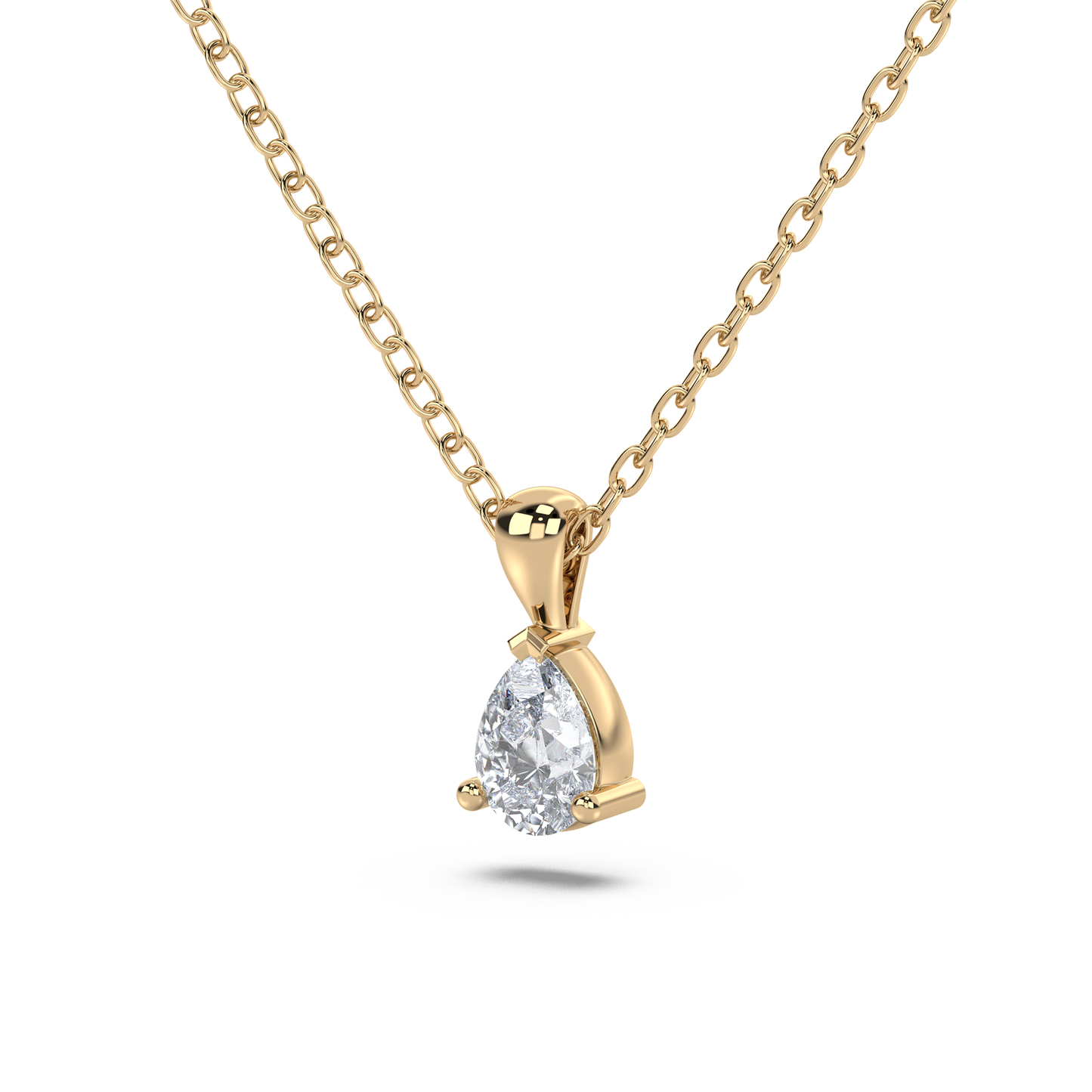 Enstenshänge med päronslipad diamant i rött guld 18k