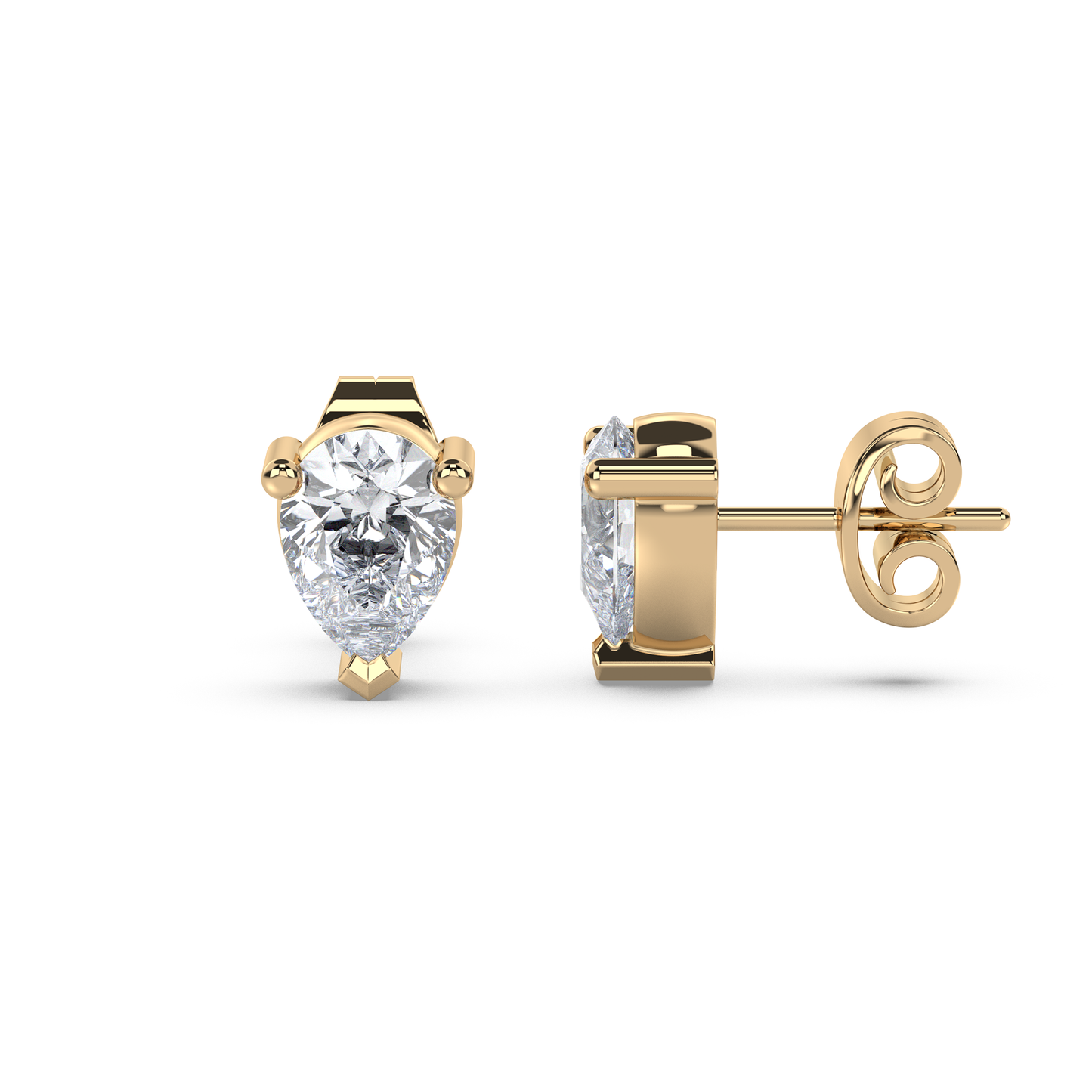 Enstensörhänge med päronslipade diamanter i rött guld 18k