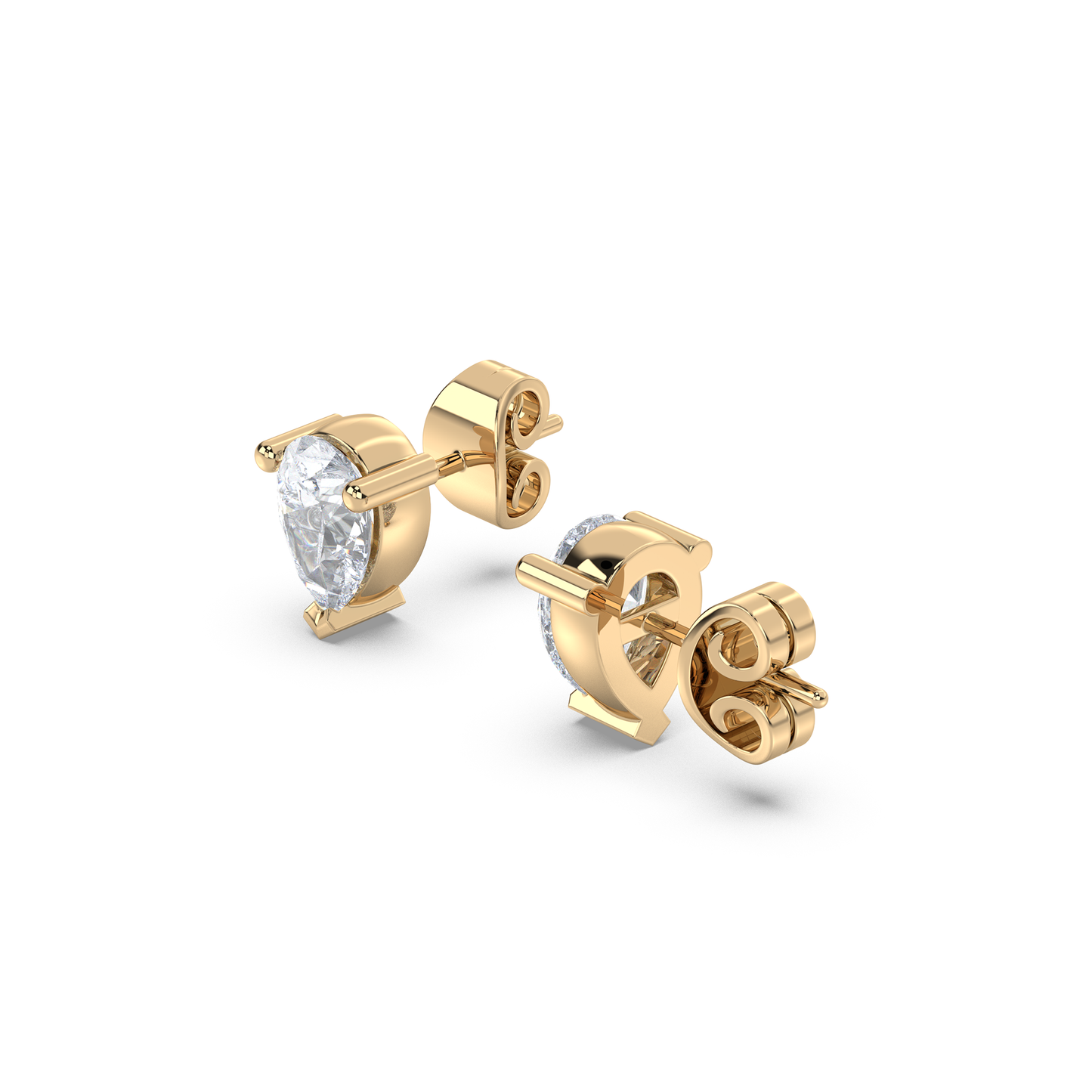 Enstensörhänge med päronslipade diamanter i rött guld 18k