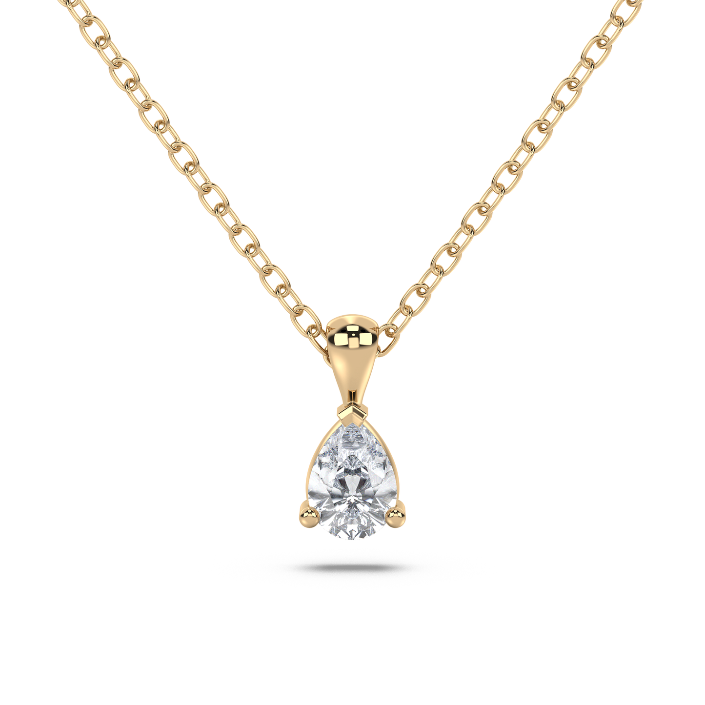 Enstenshänge med päronslipad diamant i rött guld 18k