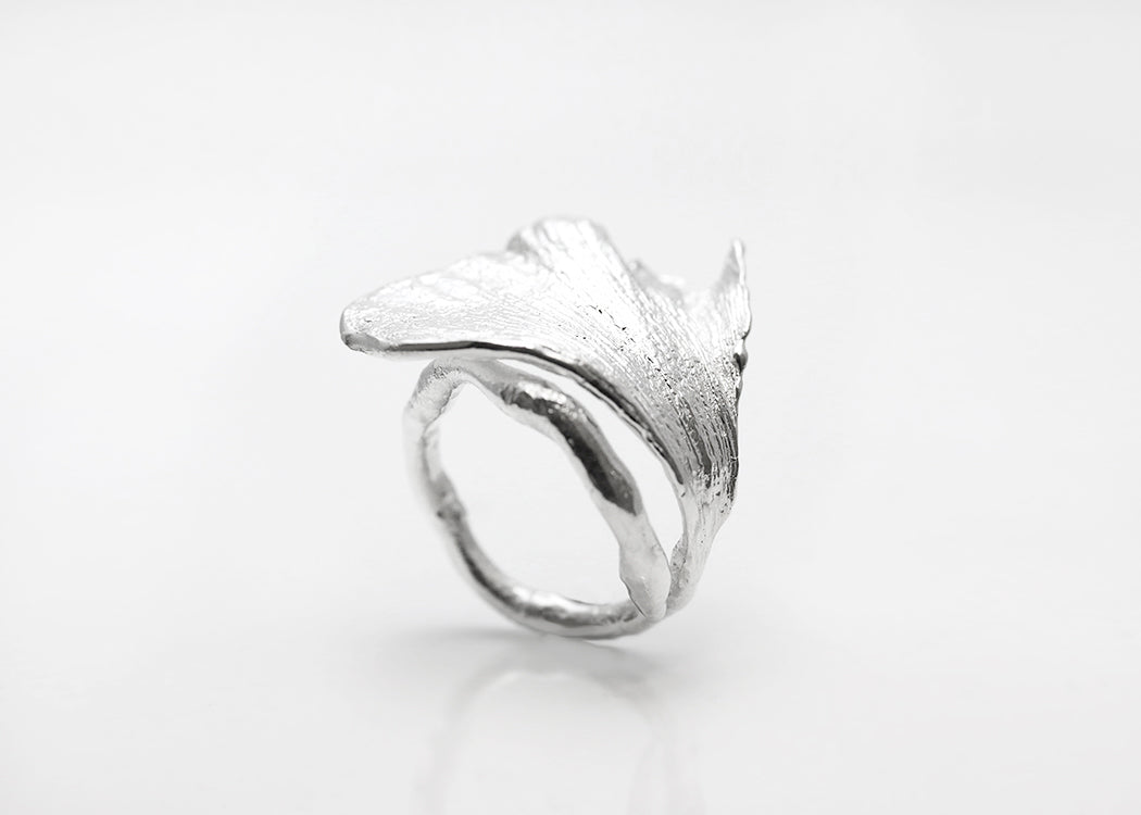Ginkgo Ring Large Silver