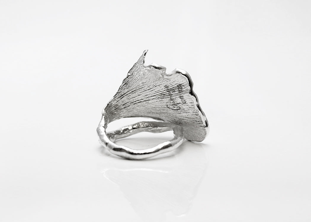 Ginkgo Ring Large Silver