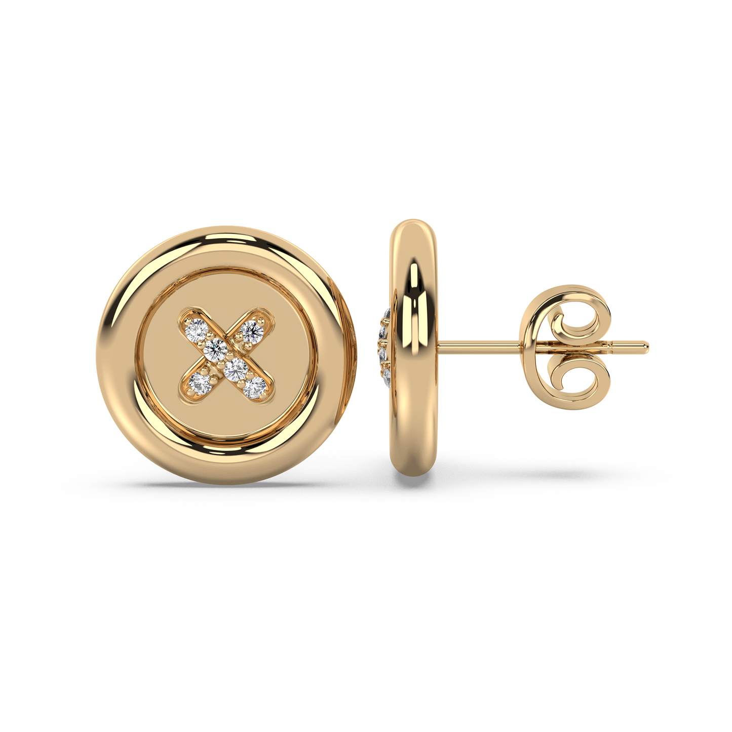CLASSIC BUTTON DIAMOND EARRING STUD