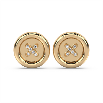 CLASSIC BUTTON DIAMOND EARRING STUD