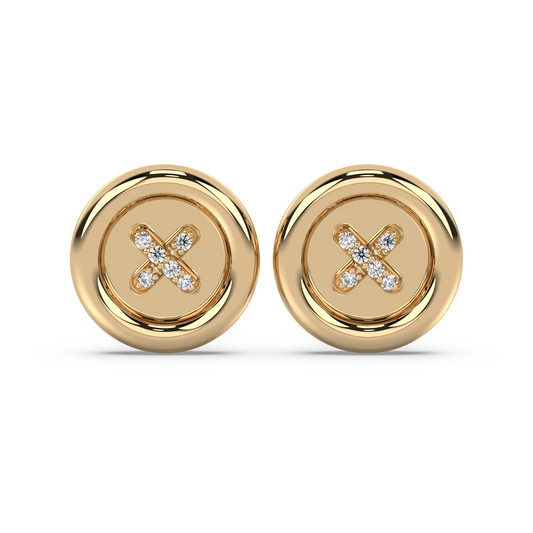 CLASSIC BUTTON DIAMOND EARRING STUD