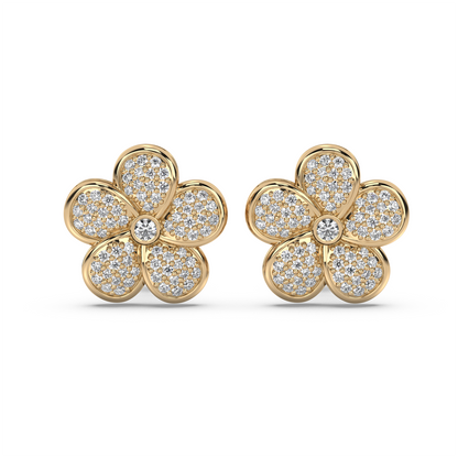 Hibiscus Pavé Diamond Stud Earrings