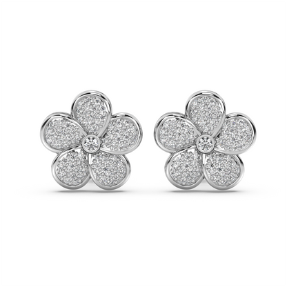 Hibiscus Pavé Diamond Stud Earrings
