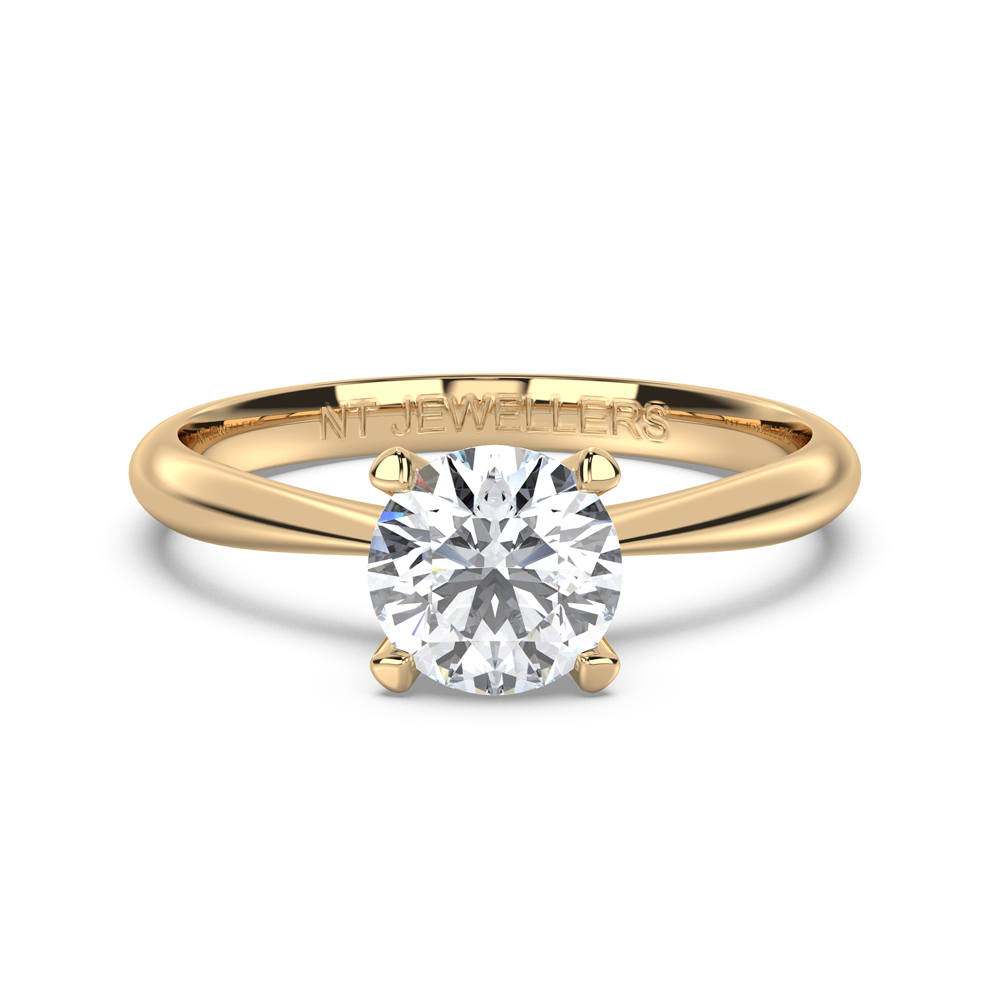 Enstensring – förlovningsring med rundslipad diamant i rödguld, tidlös och elegant design