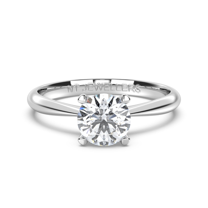 Enstensring – förlovningsring med rundslipad diamant i vitguld, tidlös och elegant design