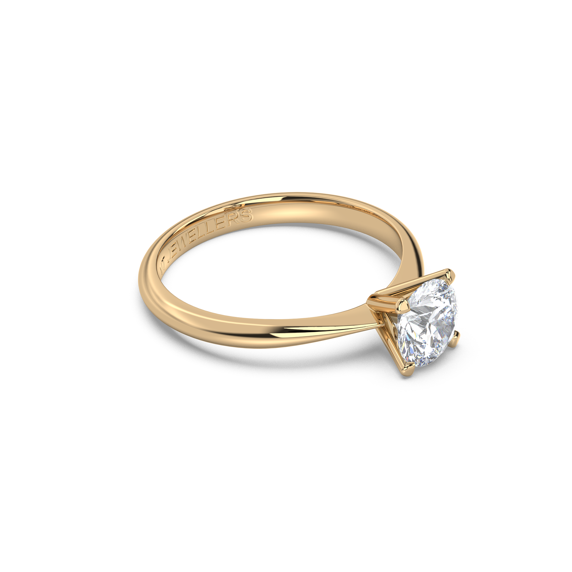 Enstensring – förlovningsring med rundslipad diamant i rödguld, tidlös och elegant design