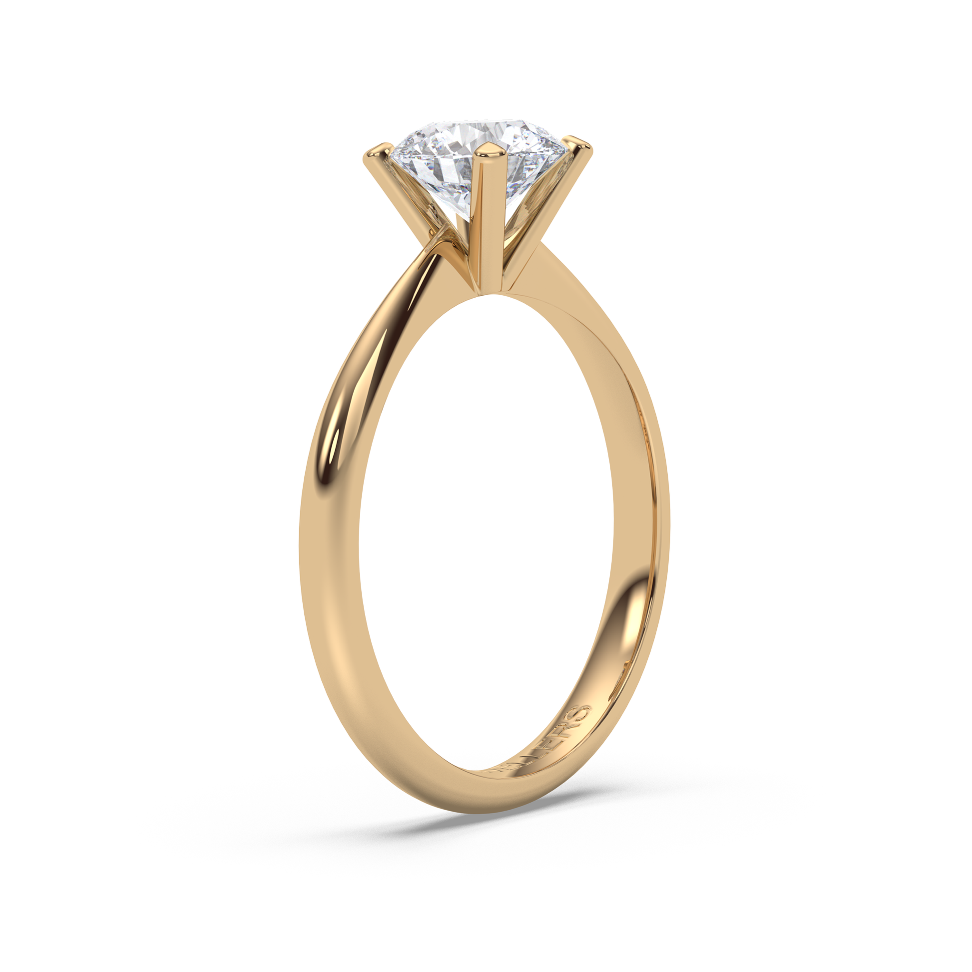 Enstensring – förlovningsring med rundslipad diamant i rödguld, tidlös och elegant design